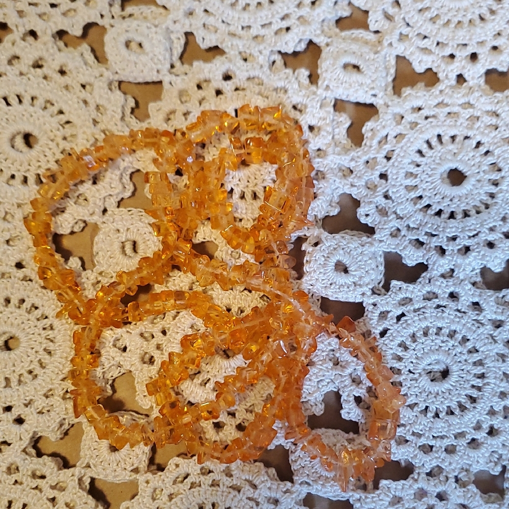 Orange Glass Chip Beaded Necklace